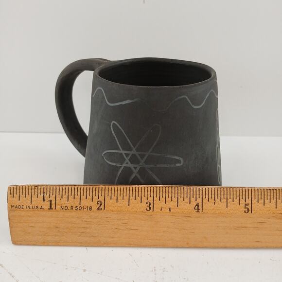 Black Ceramic Mug Det Gamle Pottemageri Denmark Atomic Starburst Pottery Cup MCM - Picture 5 of 8
